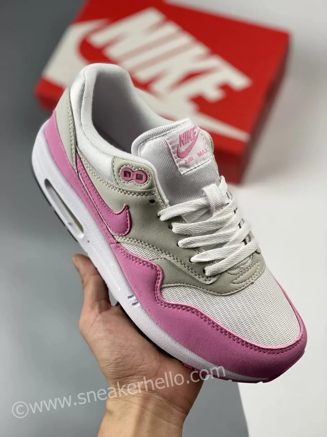 nike air max 1 neutral greyfuchsia dream-white-black