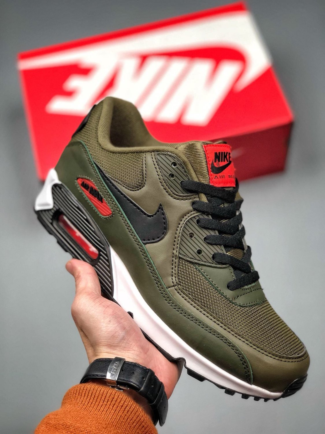 nike air max 90 essential khaki greenblack