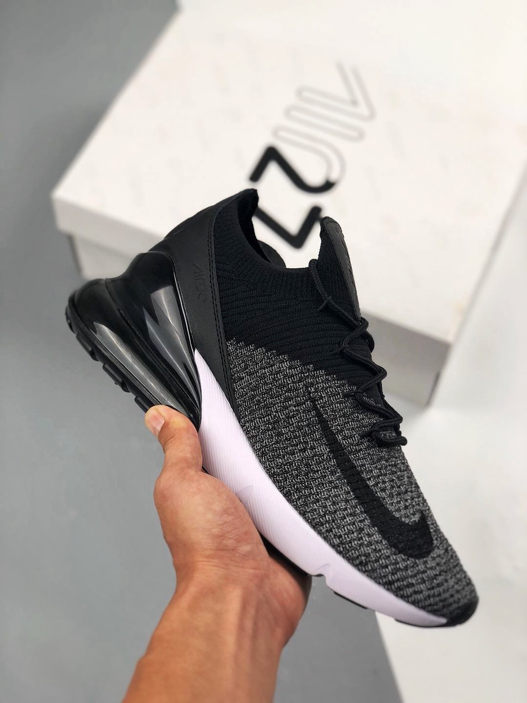 nike air max 270 flyknit black white ao1023-001
