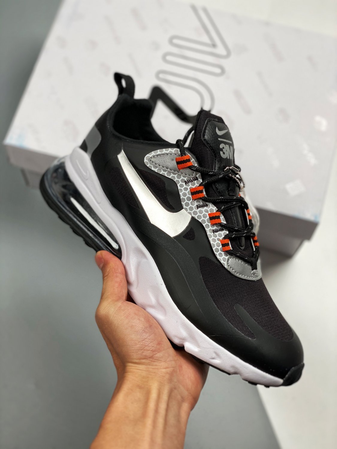 nike air max 270 react black silver ct1834-001