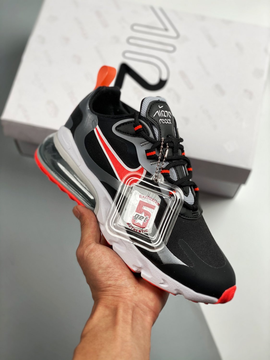 nike air max 270 react black silver red ct1646-001