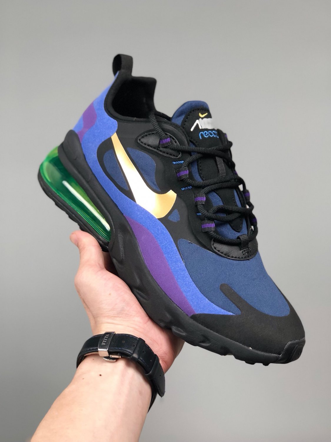 nike air max 270 react blackuniversity gold-deep royal blue
