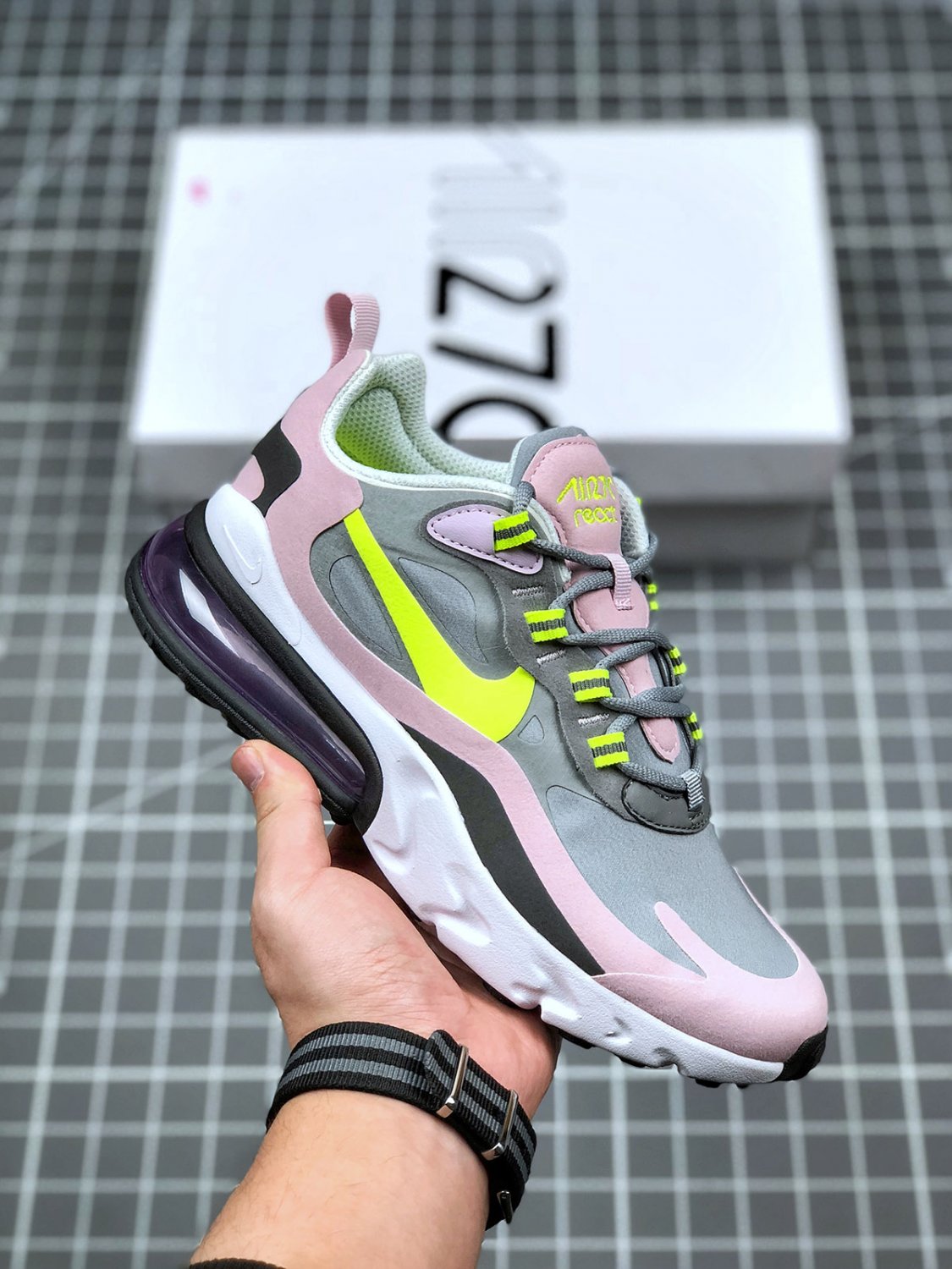 nike air max 270 react gs particle greylemon venom