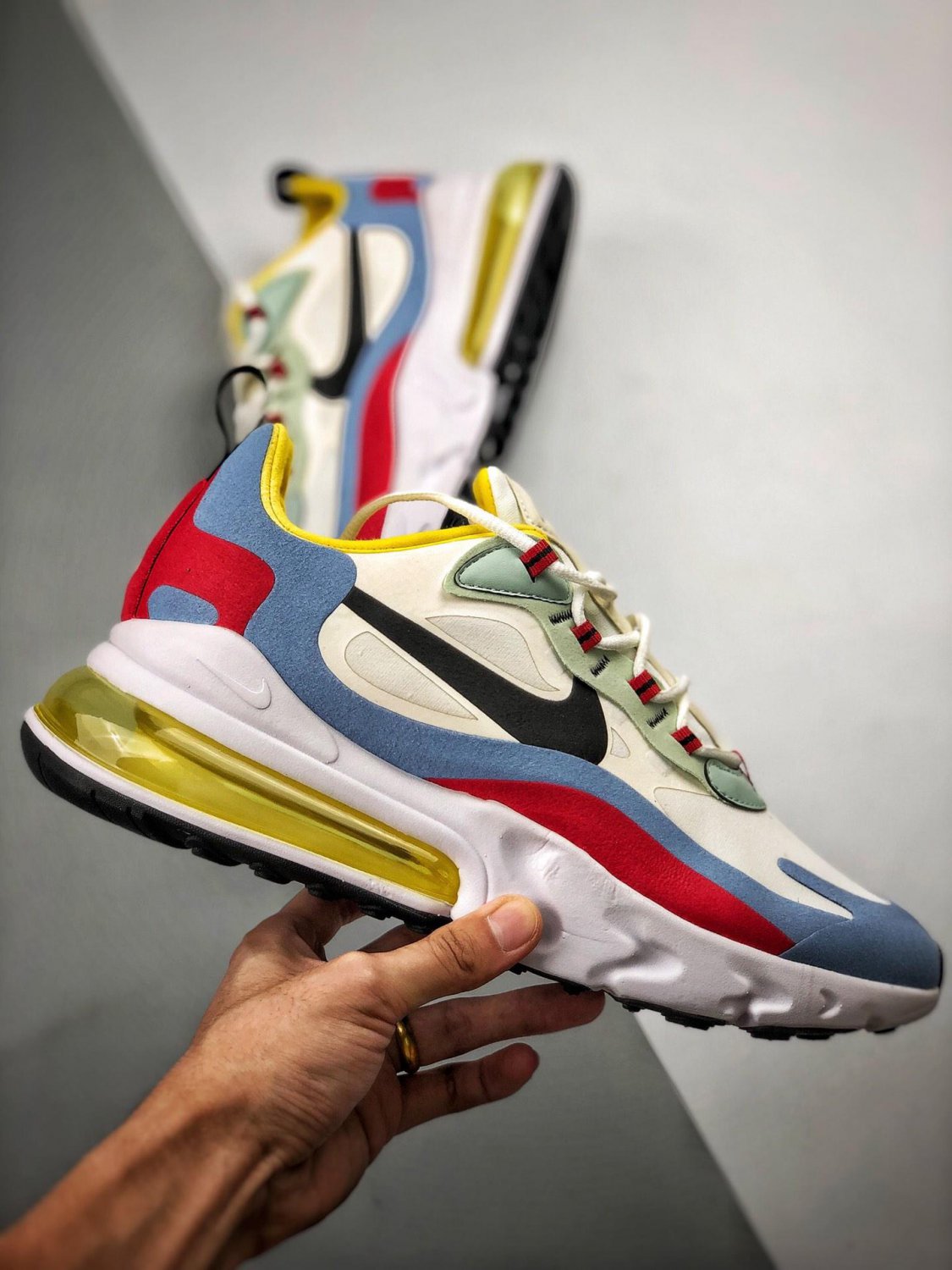 nike air max 270 react phantomblack-light blue-university red
