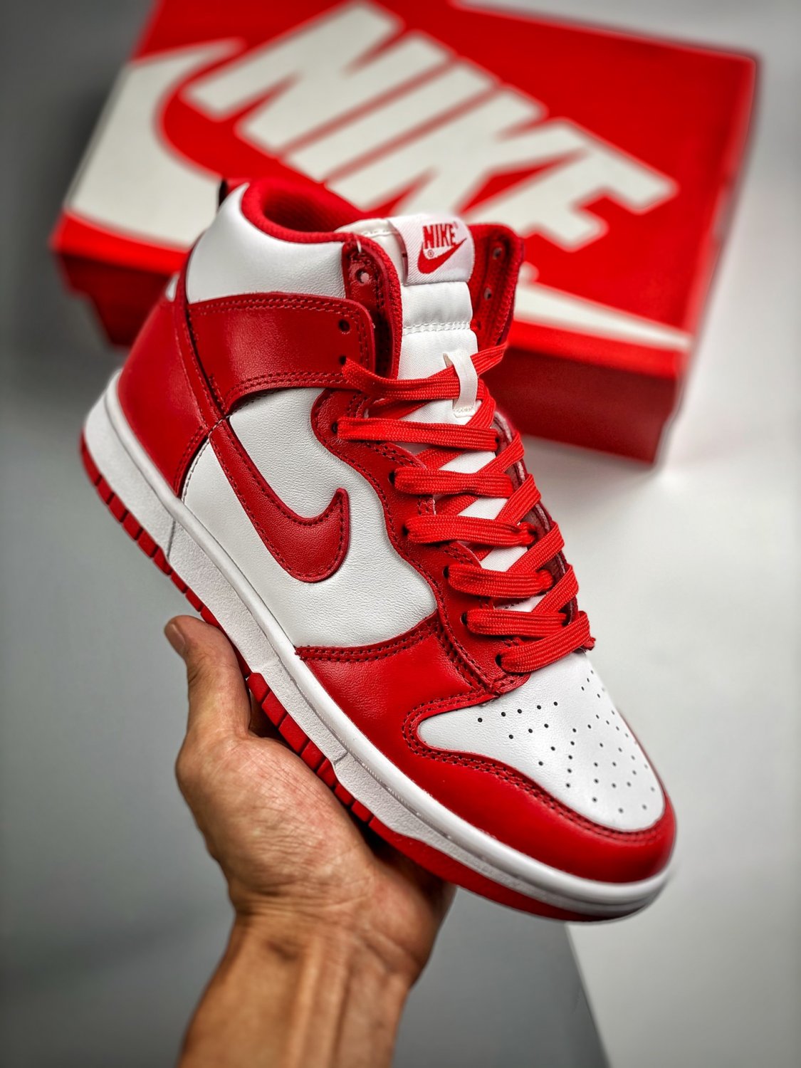 nike dunk high championship whiteuniversity red dd1399-106