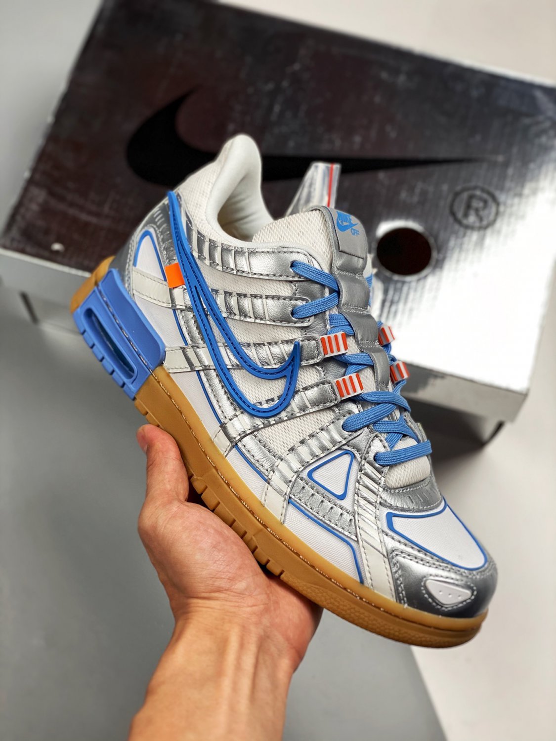 off-white nike rubber dunk silver blue cu6015-100