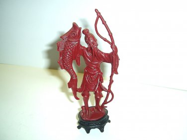 Figurine, vintage, figurine, fisherman, ancient asian statue, collectible figurine, antiques