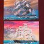 3D stereo lenticular holographic сard (set 2 pcs). Sailboat. Rare. Japan. Purchased in the late 70s