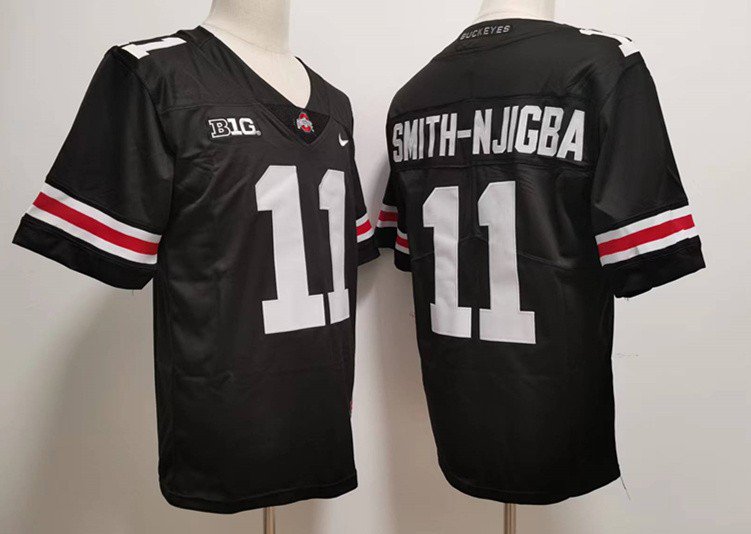 Buckeyes 11 Jaxon Smith-Njigba Black Vapor Men Jersey