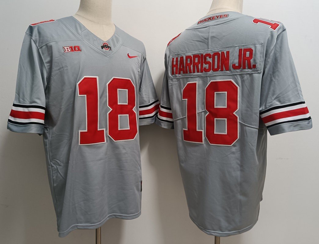 Hot] Buy New Marvin Harrison Jr Jersey #18 NCAA Gray 2023