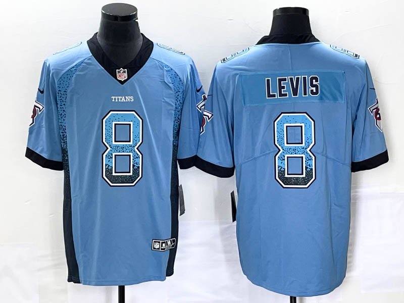 Titans 8 Levis Blue Drift Fashion Stitched Men Jersey