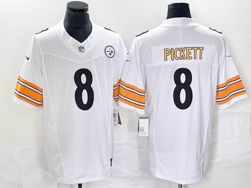 Steelers 8 Kenny Pickett White 2023 F.U.S.E Stitched Men Jersey