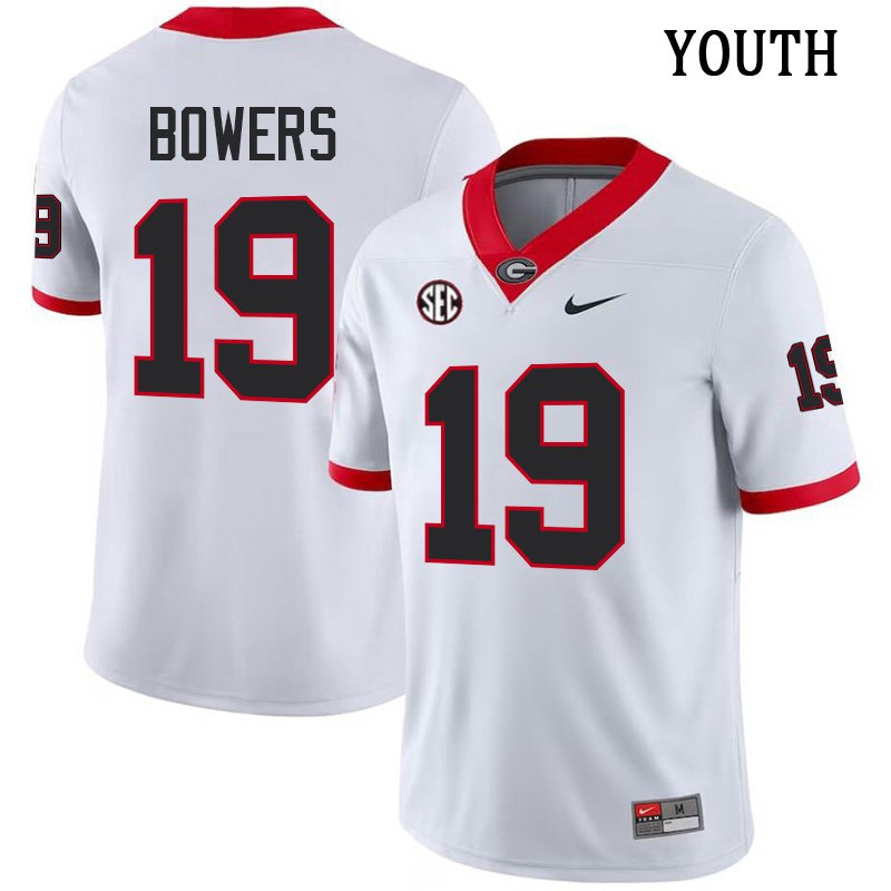 Georgia Bulldogs #19 Brock Bowers White Stitched Youth jersey