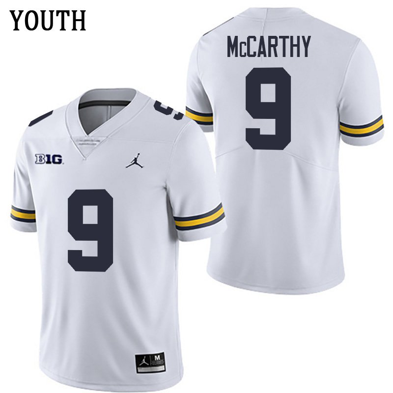 Michigan Wolverines 9 J.J. McCarthy White Stitched Youth Jersey