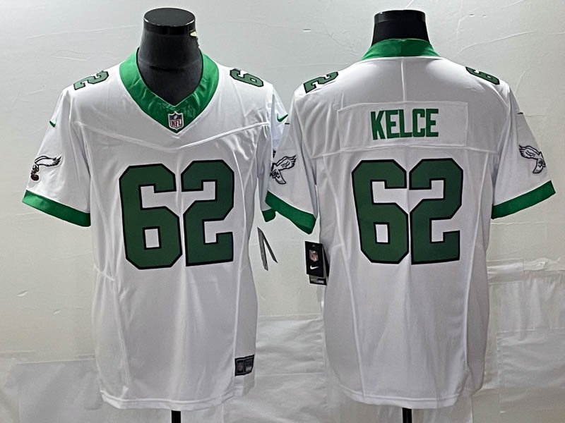 Eagles 62 Jason Kelce White 2023 F.U.S.E Stitched Men Jersey
