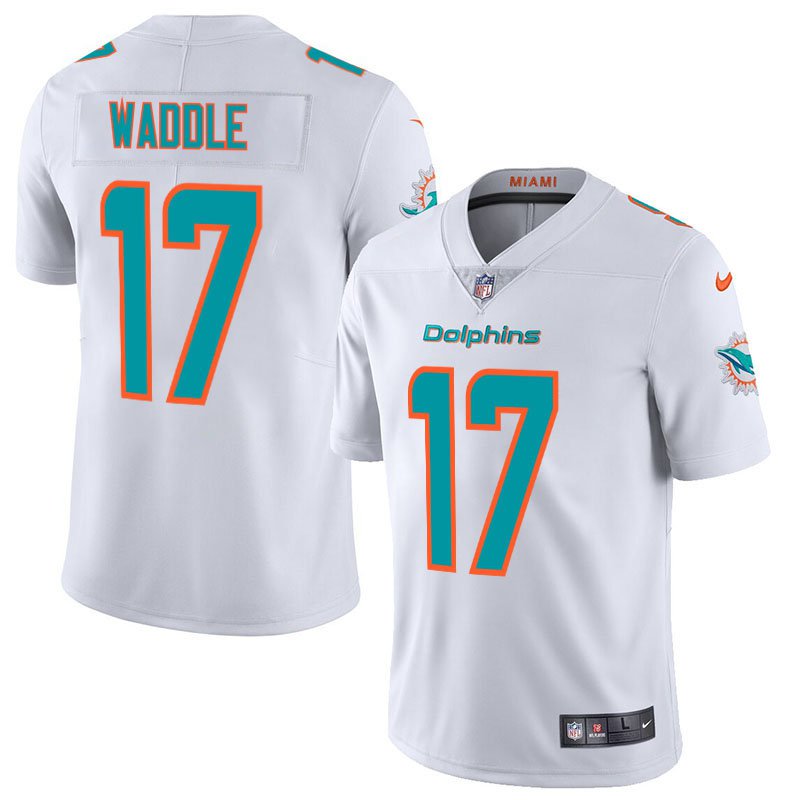 Men's Dolphins 17 Jaylen Waddle White Stitched Limited Jersey