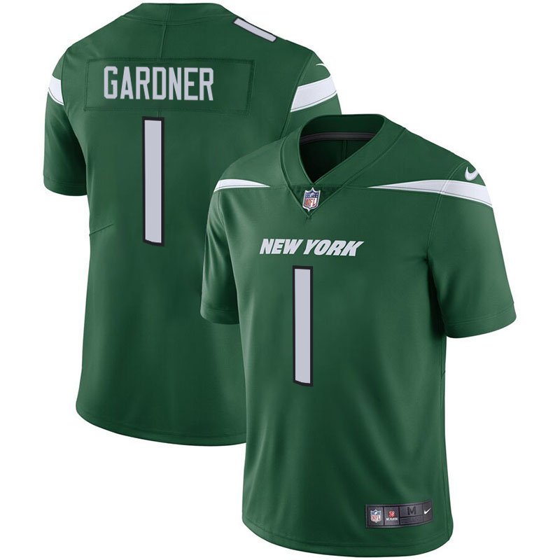 Men's Jets 1 Sauce Gardner Gotham Green Stitched Limited Jersey