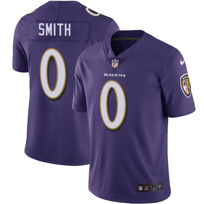 Men's Ravens 0 Roquan Smith Purple Stitched Limited Jersey