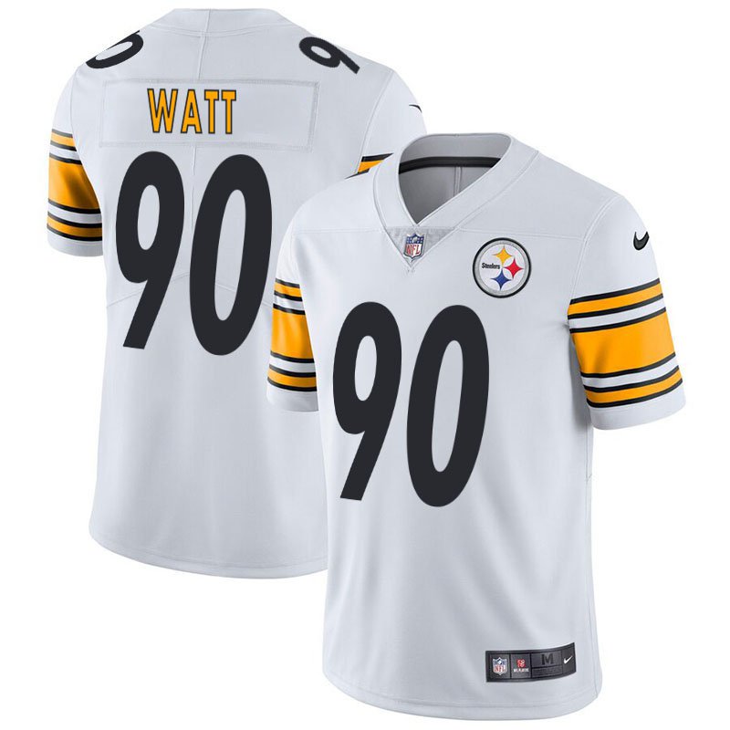 Men's Steelers 90 T.J. Watt White Stitched Limited Jersey