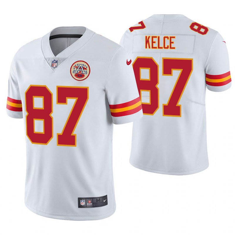 Men's Chiefs 87 Travis Kelce White Stitched Limited Jersey