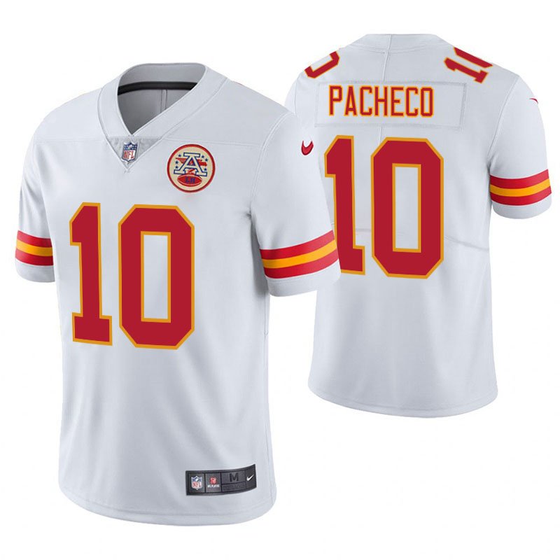 Men's Chiefs 10 Isiah Pacheco White Stitched Limited Jersey