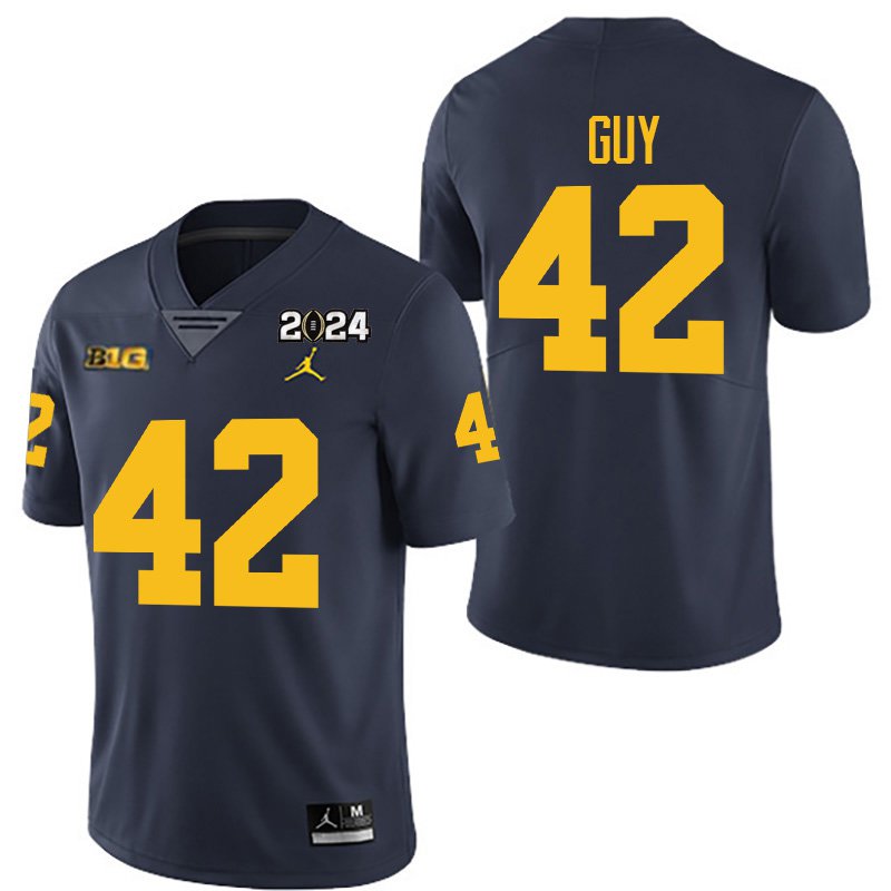 Michigan Wolverines 42 TJ Guy Navy 2024 College Championship Men Jersey