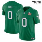 Youth Eagles #0 Bryce Huff Kelly Green Super Bowl LIX Stitched Jersey