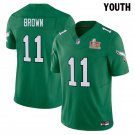 Youth Eagles #11 A.J. Brown Kelly Green Super Bowl LIX Stitched Jersey