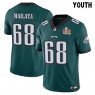 Youth Eagles #68 Jordan Mailata Green Super Bowl LIX Stitched Jersey