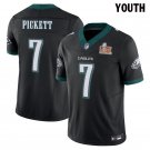 Youth Eagles #7 Kenny Pickett Black Super Bowl LIX Stitched Jersey