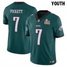 Youth Eagles #7 Kenny Pickett Green Super Bowl LIX Stitched Jersey