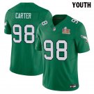 Youth Eagles #98 Jalen Carter Kelly Green Super Bowl LIX Stitched Jersey