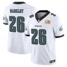 Men's Eagles #26 Saquon Barkley White Super Bowl LIX Stitched Jersey