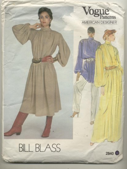 Vogue Designer Sewing Pattern Bill Blass #2840 Great Tunic Dress