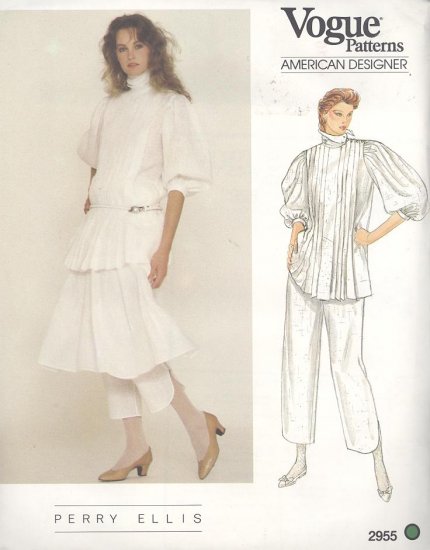 Perry Ellis Vogue American Designer 2955 Sewing Pattern Top, Skirt and ...