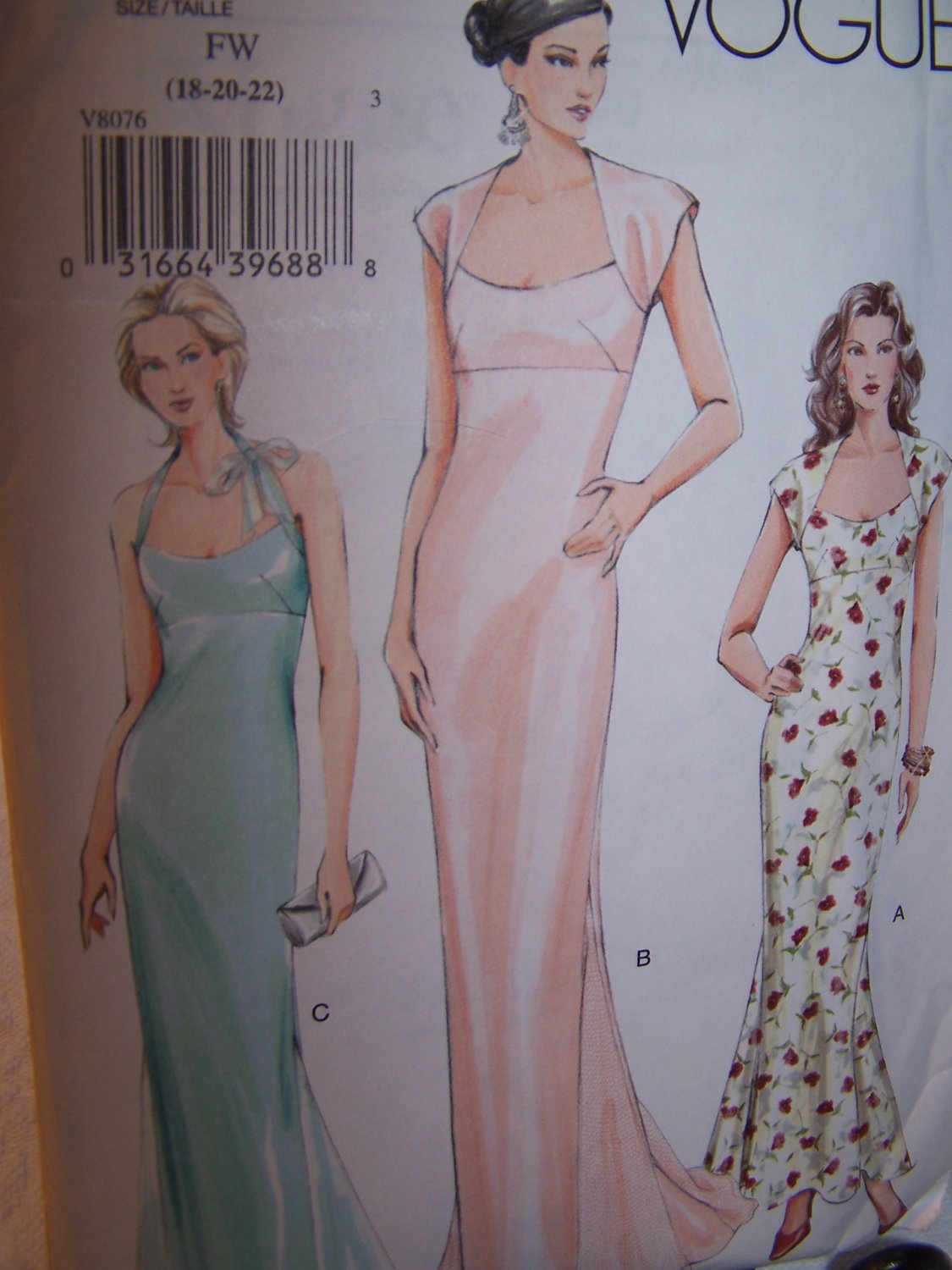 Vogue 8076 Evening Gown Halter Top Sewing Pattern