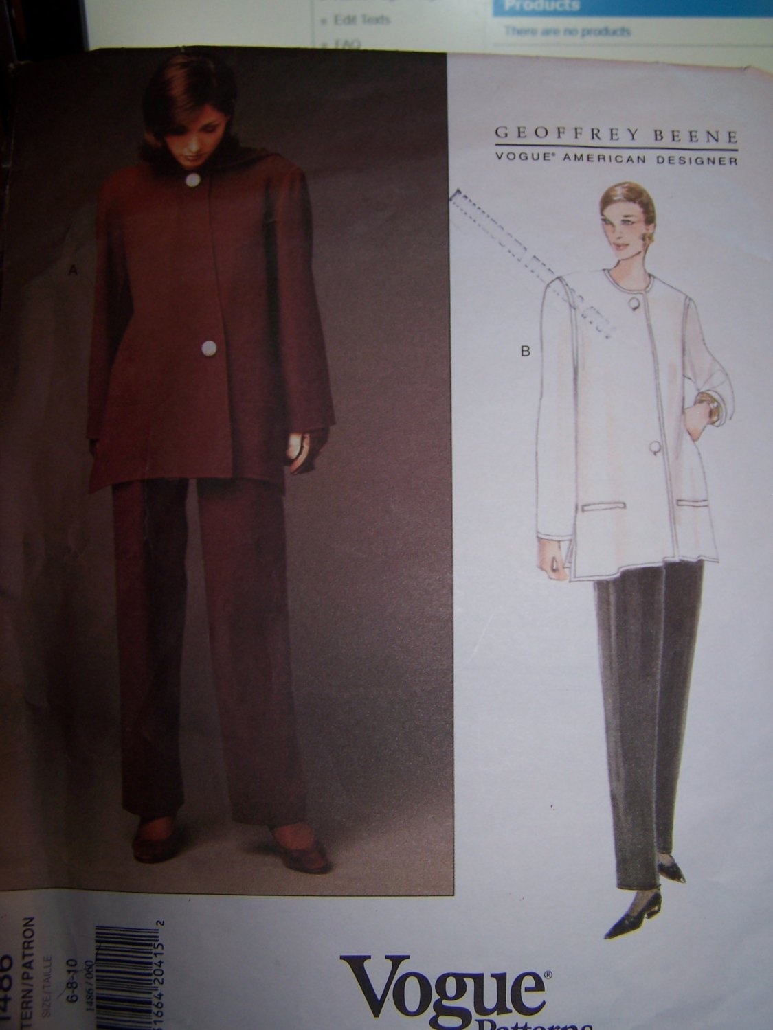 Geoffrey Beene Jacket and Pants Vogue Sewing Pattern 1486