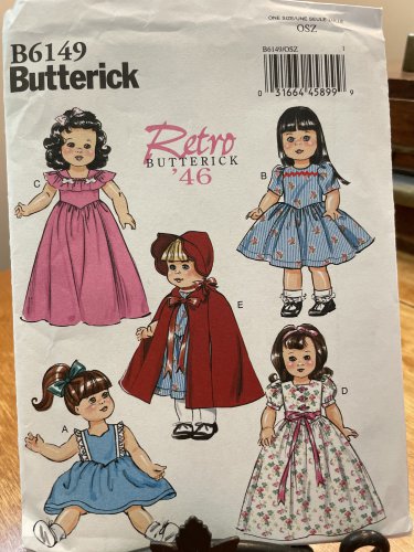 18" Doll Clothing Wardrobe Sewing Pattern Butterick B6149 Retro Butterick 46