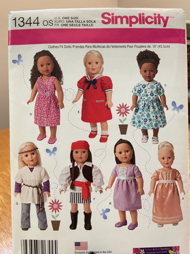 18" Doll Clothes Wardrobe Sewing Pattern Simplicity 1344