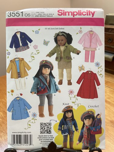 18" Doll Clothes Wardrobe Sewing Pattern Simplicity 3551