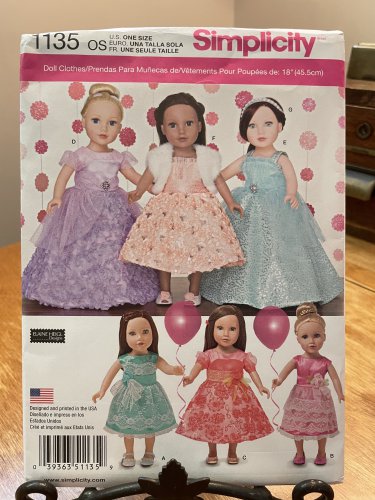 18" Doll Clothes Wardrobe Sewing Pattern Simplicity 1135