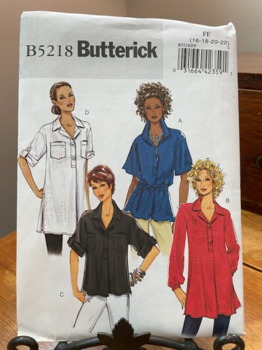 Butterick Sewing Pattern Women's Plus Top , Belt & Tunic Sizes 16-22 Butterick B5218