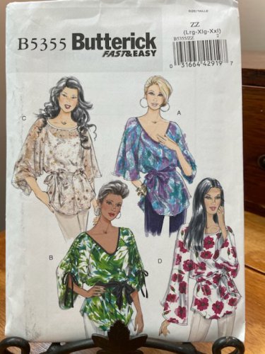 Butterick Sewing Pattern Women's Plus Top & Sash Sizes Lg-XXL Butterick B5355