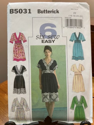Butterick Sewing Pattern Women's Plus Dress Sizes 16-22 Butterick B5031