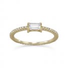 Womans 14 Karat Gold Plated Sterling Silver Rectangle CZ Ring- Sizes 5 - 9