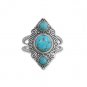 Sterling Silver Triple Turquoise Scroll Double Band Ring - sizes 6 to 9