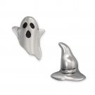 Sterling Silver Halloween Stud Earrings Ghost and Witch Hat Earrings Pair