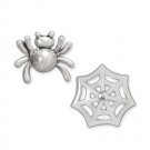 Sterling Silver Spider and Web Stud Earrings Mismatched Pair