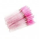 50pcs Crystal Pink Disposable Eyelash Brushes Eyebrow Brush Mascara Wands Applicator Spoolers