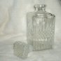 Thick Diamond Glass 9" Old Style Carafe Liquor Decanter Bottle With Stopper